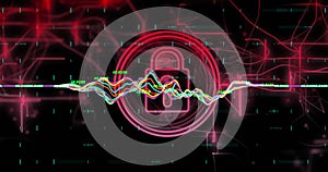 Image of padlock and scope scanning over data processing