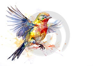Image of painting painted bunting bird on a white background., Birds., Wildlife Animals