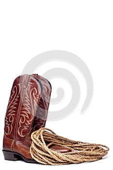 Image of a pair of brown cowboy boots photo