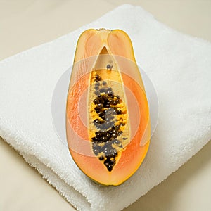 An image a papaya on neutral white background isolated , generated by AI