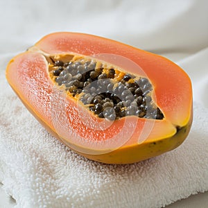 An image a papaya on neutral white background isolated , generated by AI