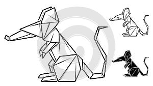 Image of paper mouse origami contour drawing by line.