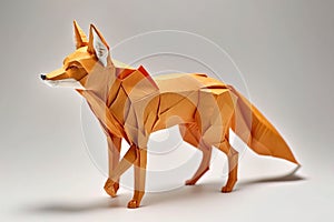 Image of paper origami art. Handmade paper fox. wildlife. Animal. illustration, generative AI
