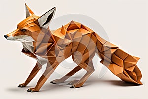 Image of paper origami art. Handmade paper red fox. Wildlife Animals. illustration, generative AI