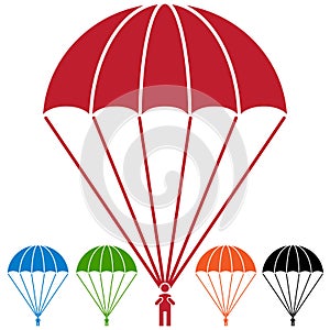 Paratrooper Parachute Skydiver Icon Set photo