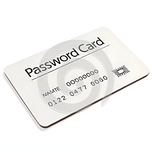Password card isolated on white background