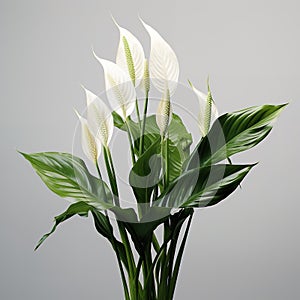 Image of peace lily flower on white background. Flowers., Nature