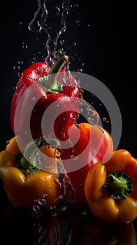 image of Peppers seamless background splash in water generative AI