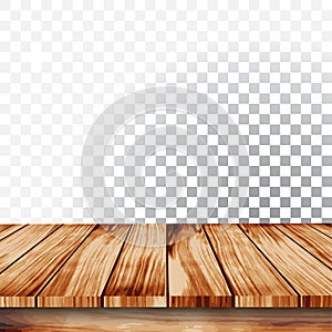 Image of perspective wood table on white background.