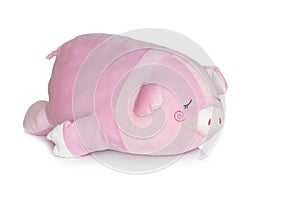 Image of pink pig doll  on white background. Animal dolls