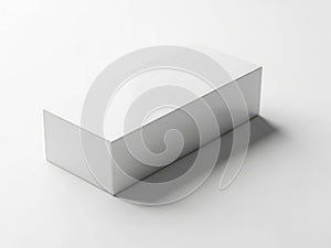A simple white rectangular block casting a shadow on a white background