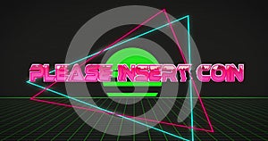 Image of please insert coin text over digital sunset