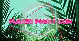 Image of please insert coin text over neon pattern background
