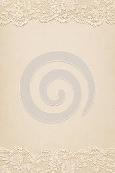 A beige textured background featuring delicate lace borders at the top and bottom.