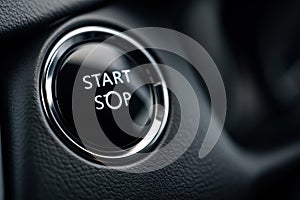 Car Engine Start Stop Button Close-Up