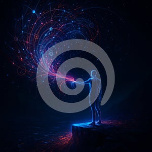 AI-generated human and cosmic data vortex energy connection