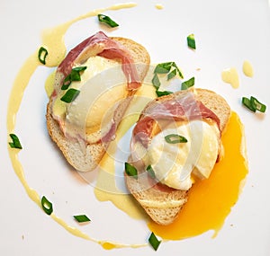 Image of poached eggs on toasts