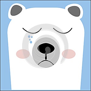 Image of a polar bear or white bear is a species of carnivorous mammal of the bear family.This drawing represents sadness