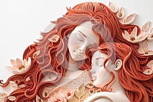 Love on Paper: Mother and Daughter Embracing on Mother\'s Day with Paper Quilling and Papercraft Technique, Generative AI photo