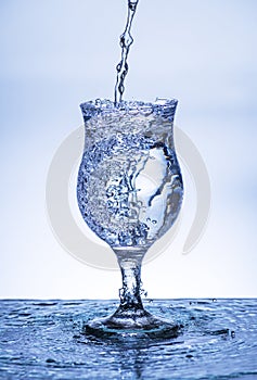 The image of pouring drinking water, into a glass, Danger or imminent danger concept