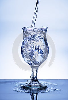 The image of pouring drinking water, into a glass, Danger or imminent danger concept