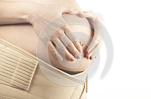 Image of pregnant woman white background