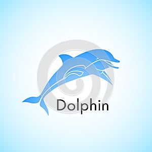 Dolphin who is jumping out of water a vectorial illustration. photo