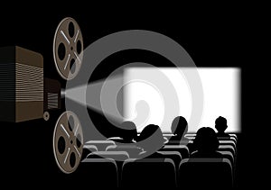 Film projector, film screening in the cinema. photo