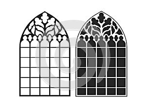 Gothic windows. Vintage frames. Church stained-glass windows photo