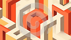 A geometric pattern of overlapping cubes in warm colors.