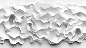 A white abstract design with a wave-like pattern.