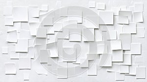 A white canvas with a geometric pattern of squares and rectangles.