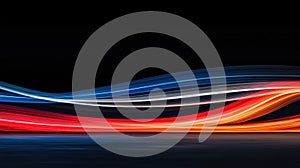 A digital art piece featuring abstract wave patterns in blue, red, and white.