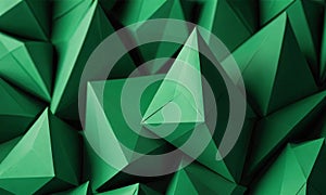 close-up view geometric pattern composed numerous green triangular shapes, creating visually striking and