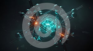 Dark futuristic molecular energy core visualization