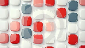 A 3D rendering of a grid of colorful, glossy squares.