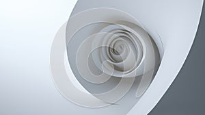 A 3D rendering of a white paper rose with a spiral pattern.