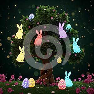 Glowing Bunny Grove: Easter Egg Delight
