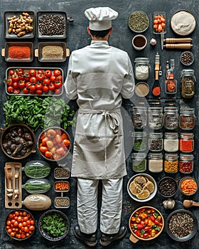 kitchen chef worker knolling style photo