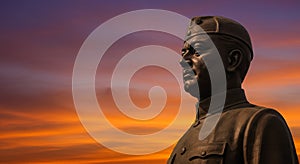 Dramatic Black-and-White Portrait of Netaji Subhas Chandra Bose photo