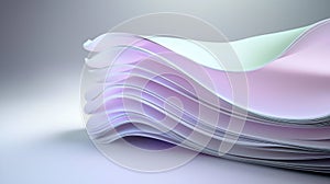 A stack of folded paper with a gradient background.