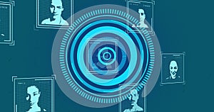 Image of processing circle over user icons on green background