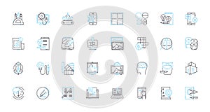 Image processing linear icons set. Pixels, Filters, Segmentation, Compression, Enhancement, Colorization, Features line