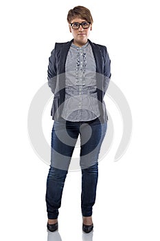 Image pudgy woman in jeans