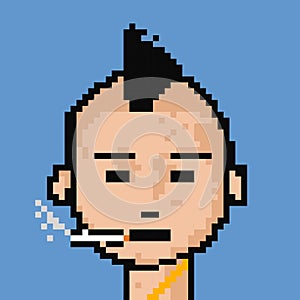 image of punk man\'s head in pixel style