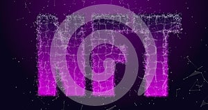 Image of purple nft text with connections over violet background