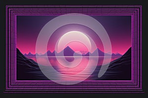 an image of a purple sunset with mountains in the background