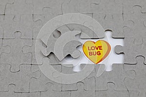 Image of Puzzle piece with love bug . Business, assemble