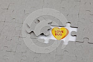 Image of Puzzle piece with love bug . Business, assemble