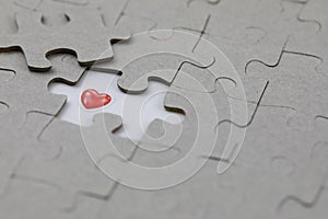 Image of Puzzle piece with Red love. Business, assemble